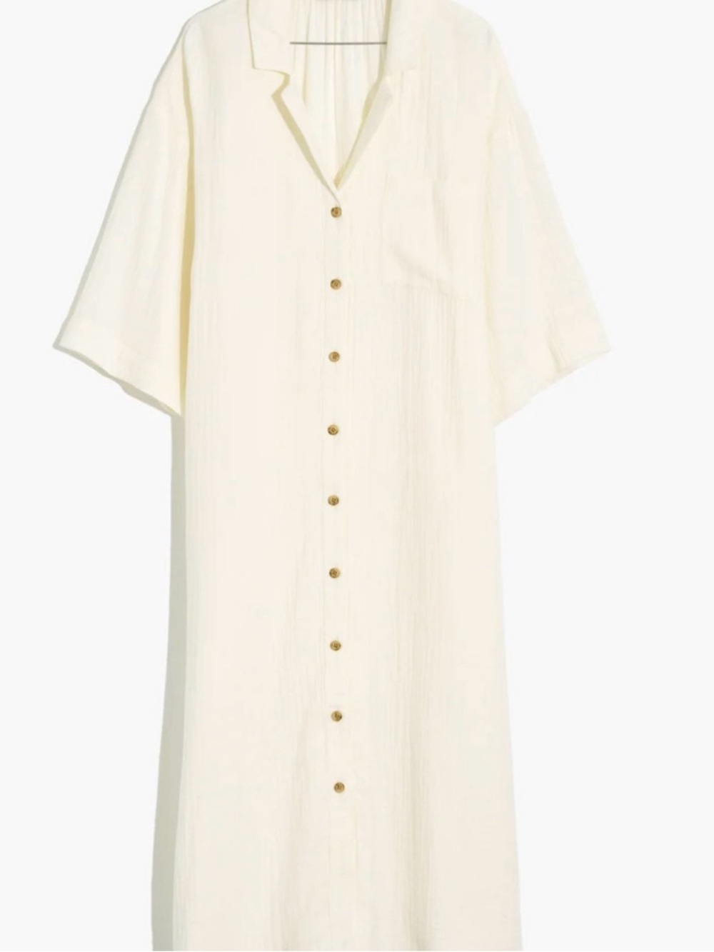 🧉Madewell Cream Textured Button-Front Dress